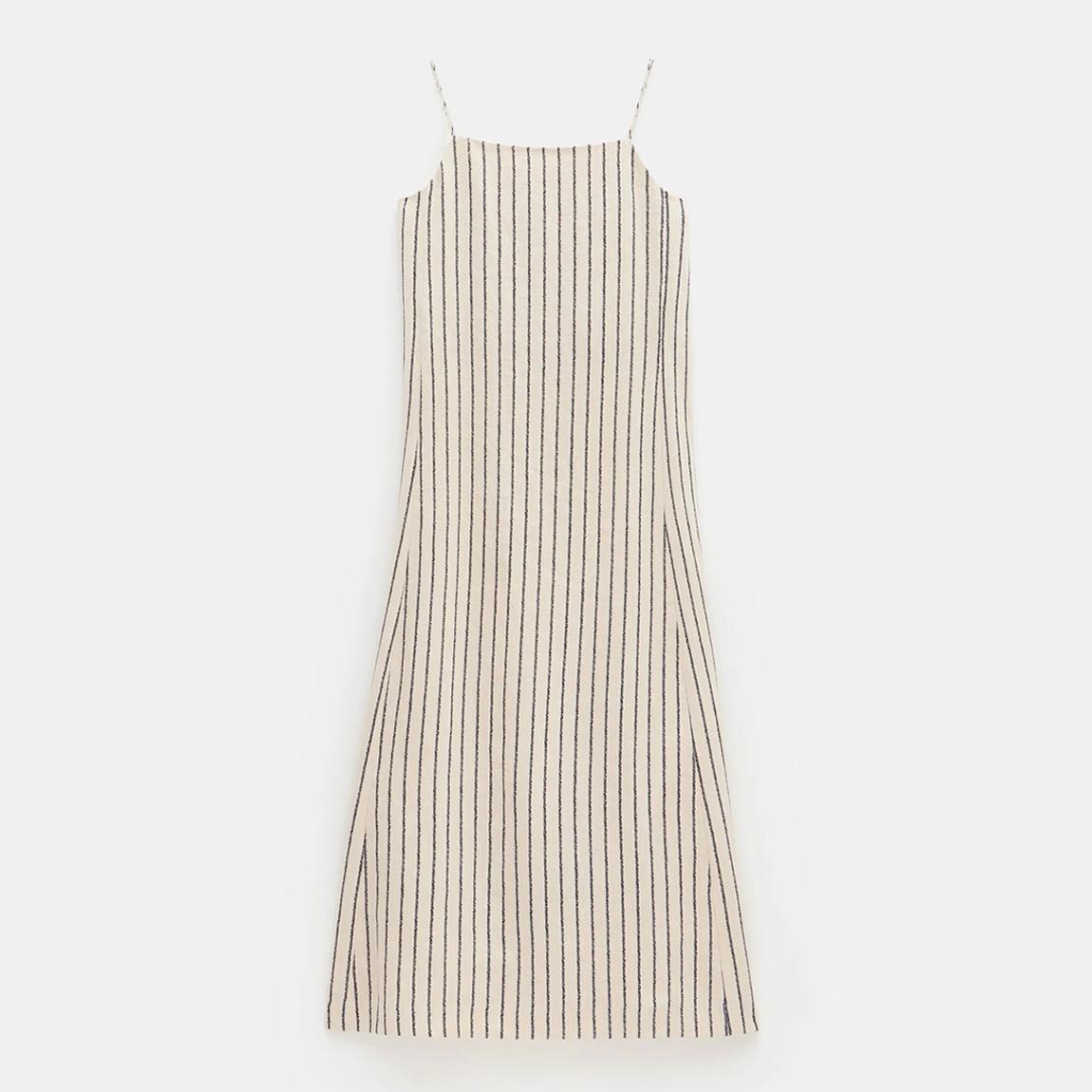 Cream/Navy Aanya Two Way Linen Maxi Dress main product photo