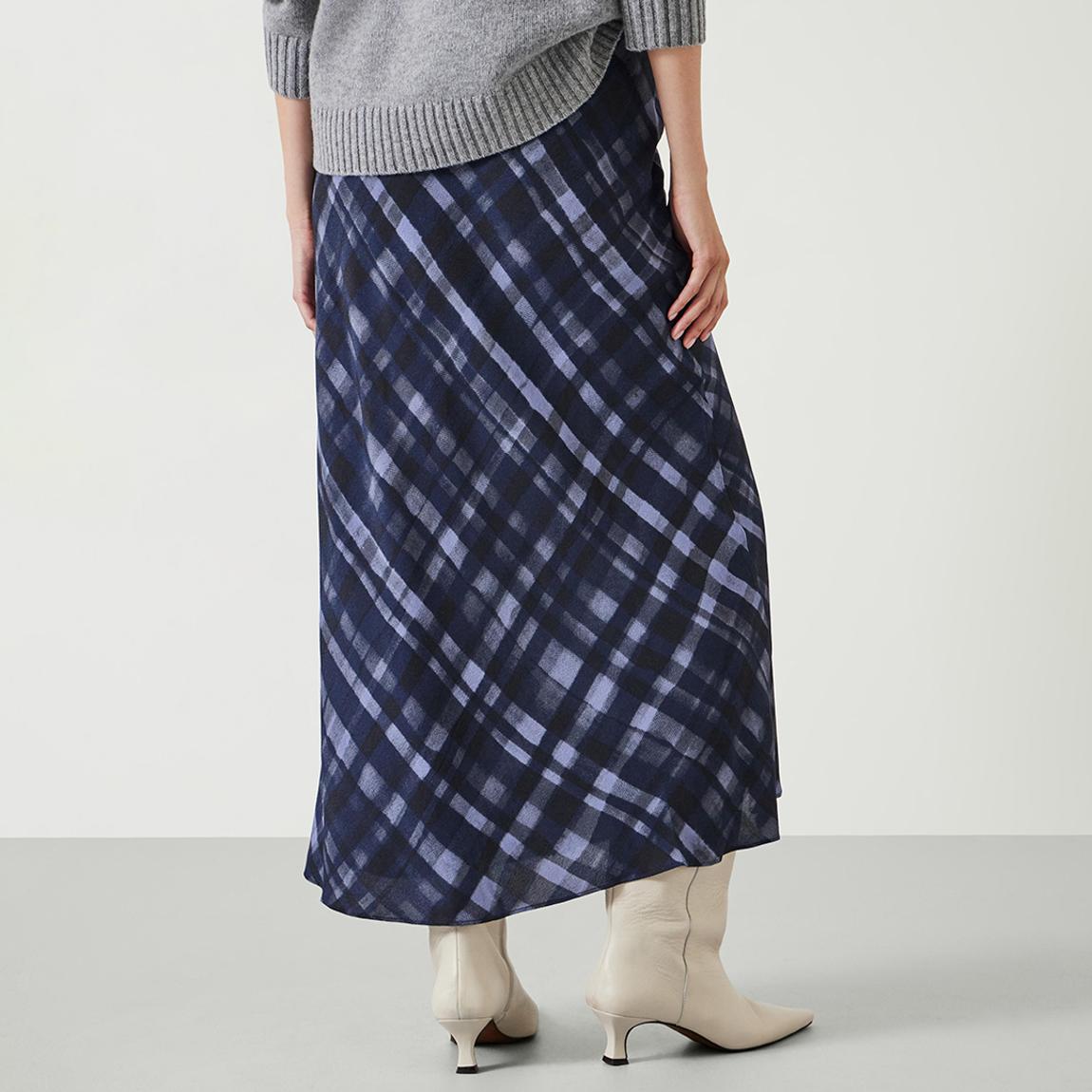 Navy Printed Simone Crepe Maxi Skirt main product photo
