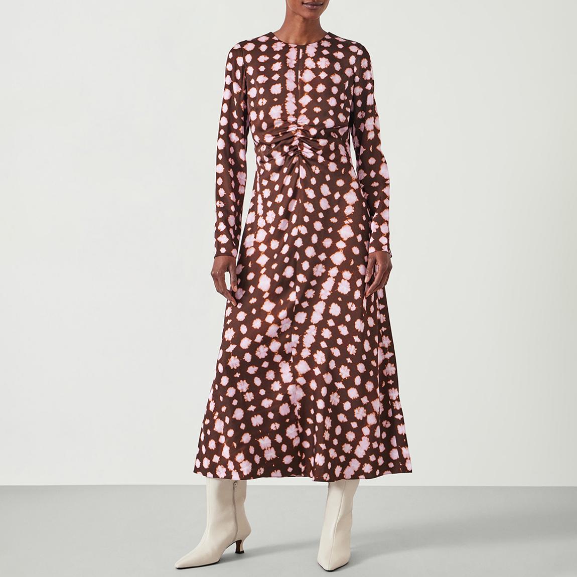 Brown/Pink Tie Dye Agnes Midi Dress main product photo