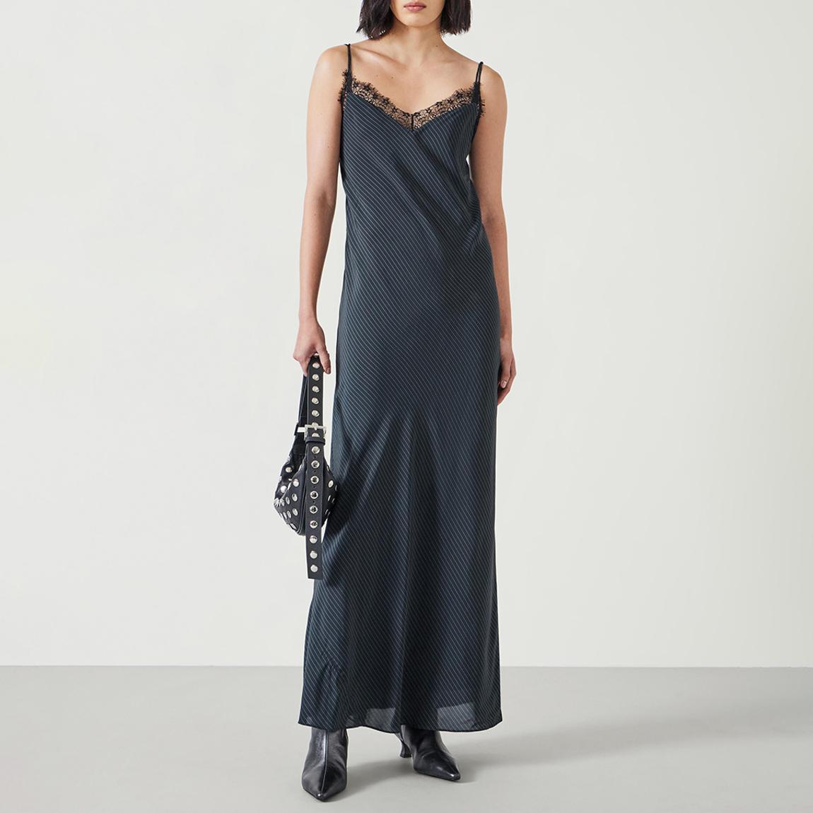 Black Pinstripe Elisabetta Slip Dress main product photo