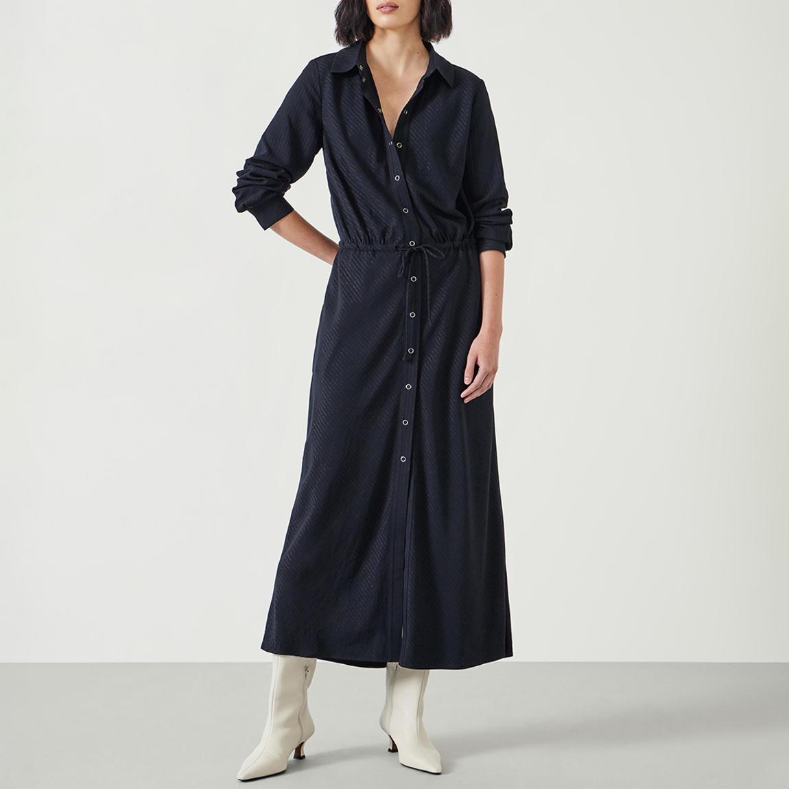 Black Amren Pinstripe Midi Dress main product photo
