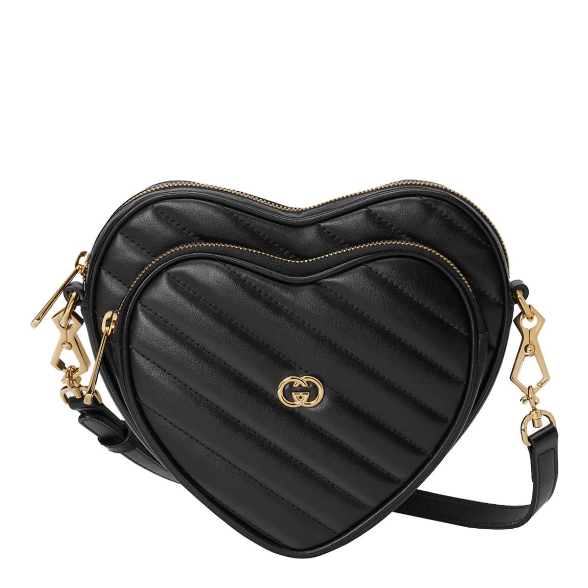 Gucci Black Gucci Interlocking G Mini Heart Shoulder Bag - BrandAlley