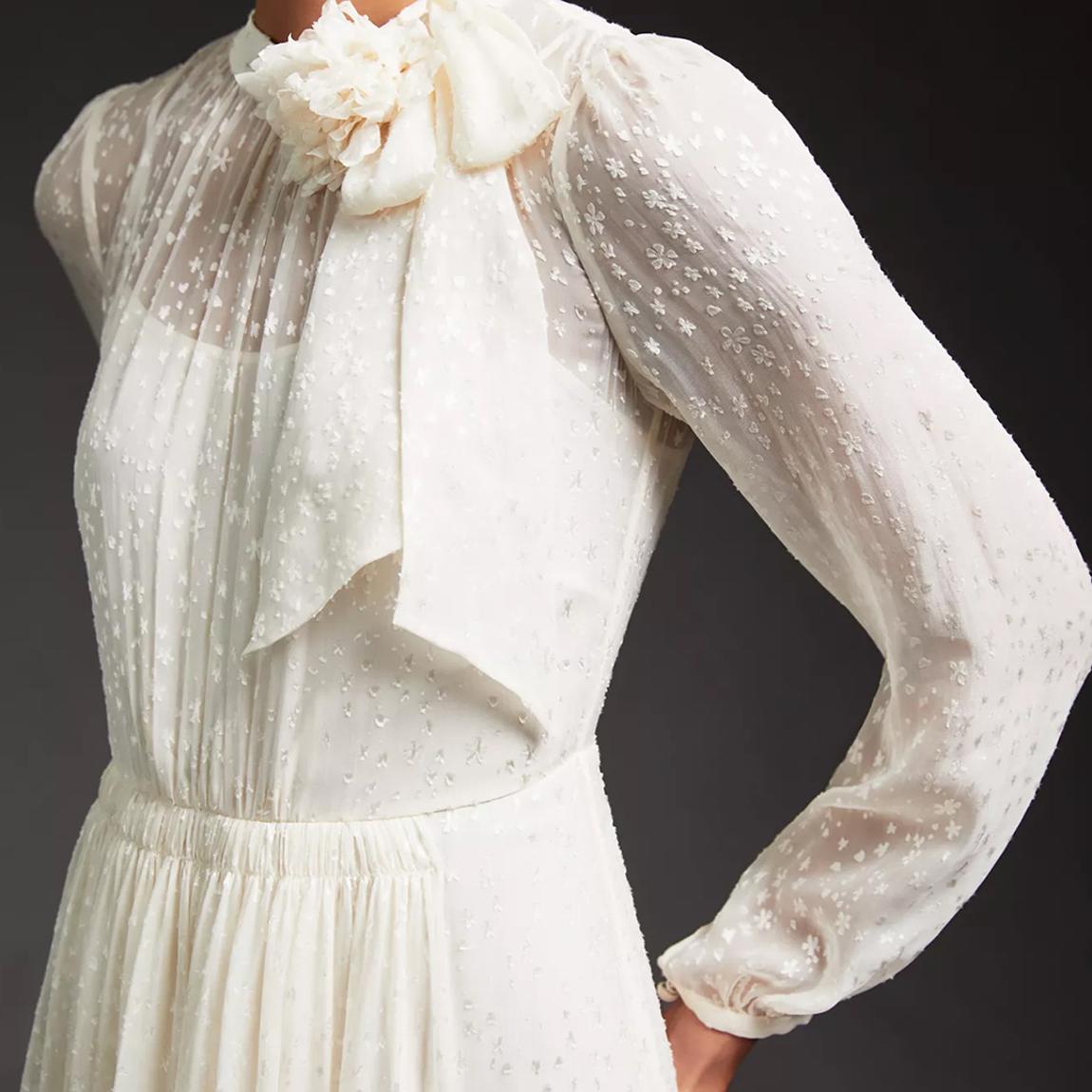 L K Bennett Ivory Lovette Embroidered Maxi Dress - BrandAlley