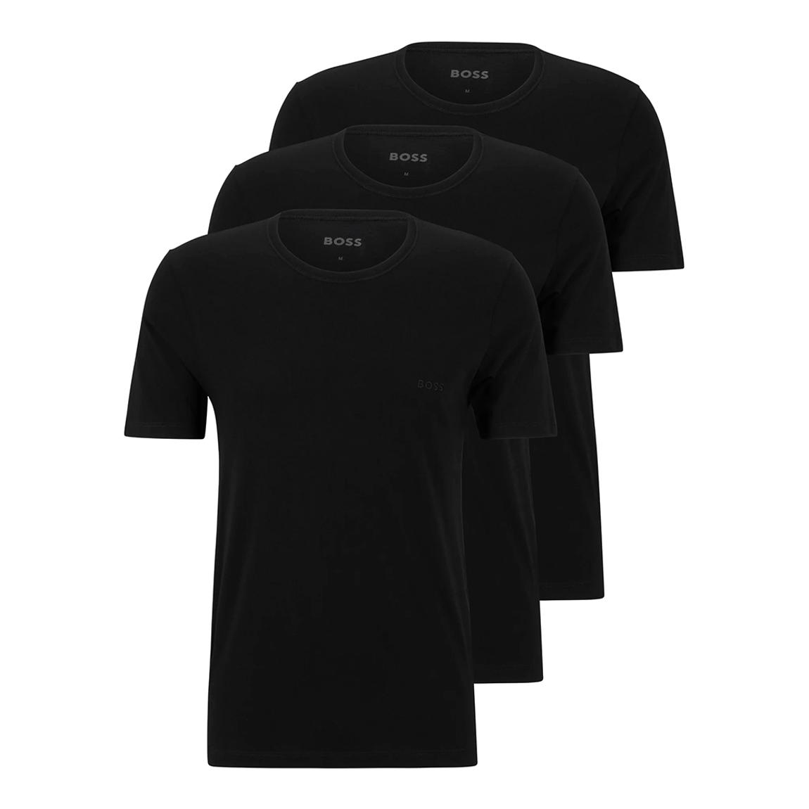 Black 3 Pack Crew Neck Cotton T-Shirt main product photo