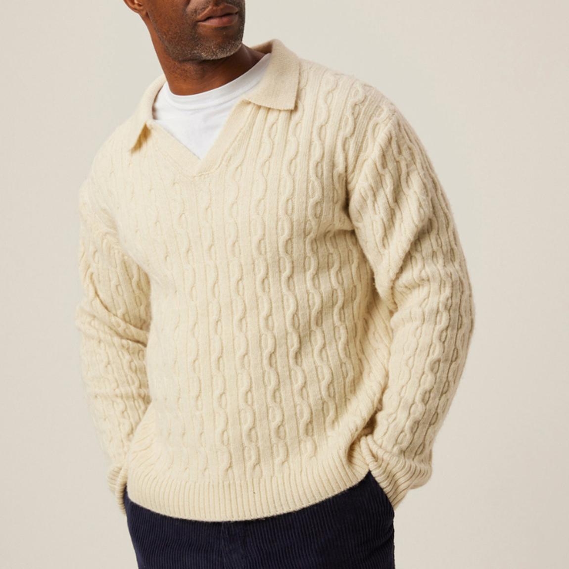 Ecru Elgin Wool Polo Jumper main product photo