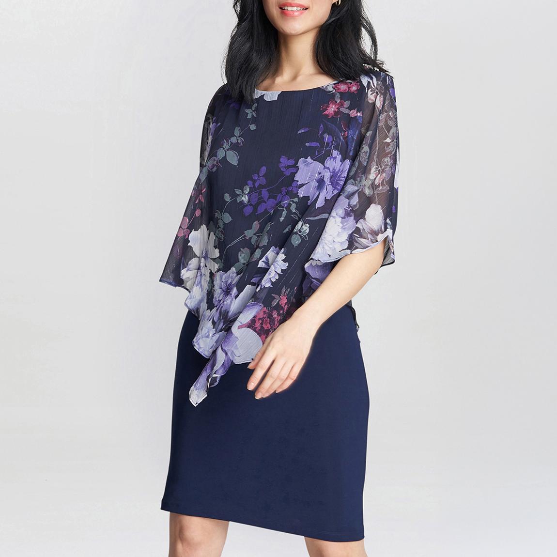 Estelle Printed Asymmetric Embellished Dress main product photo