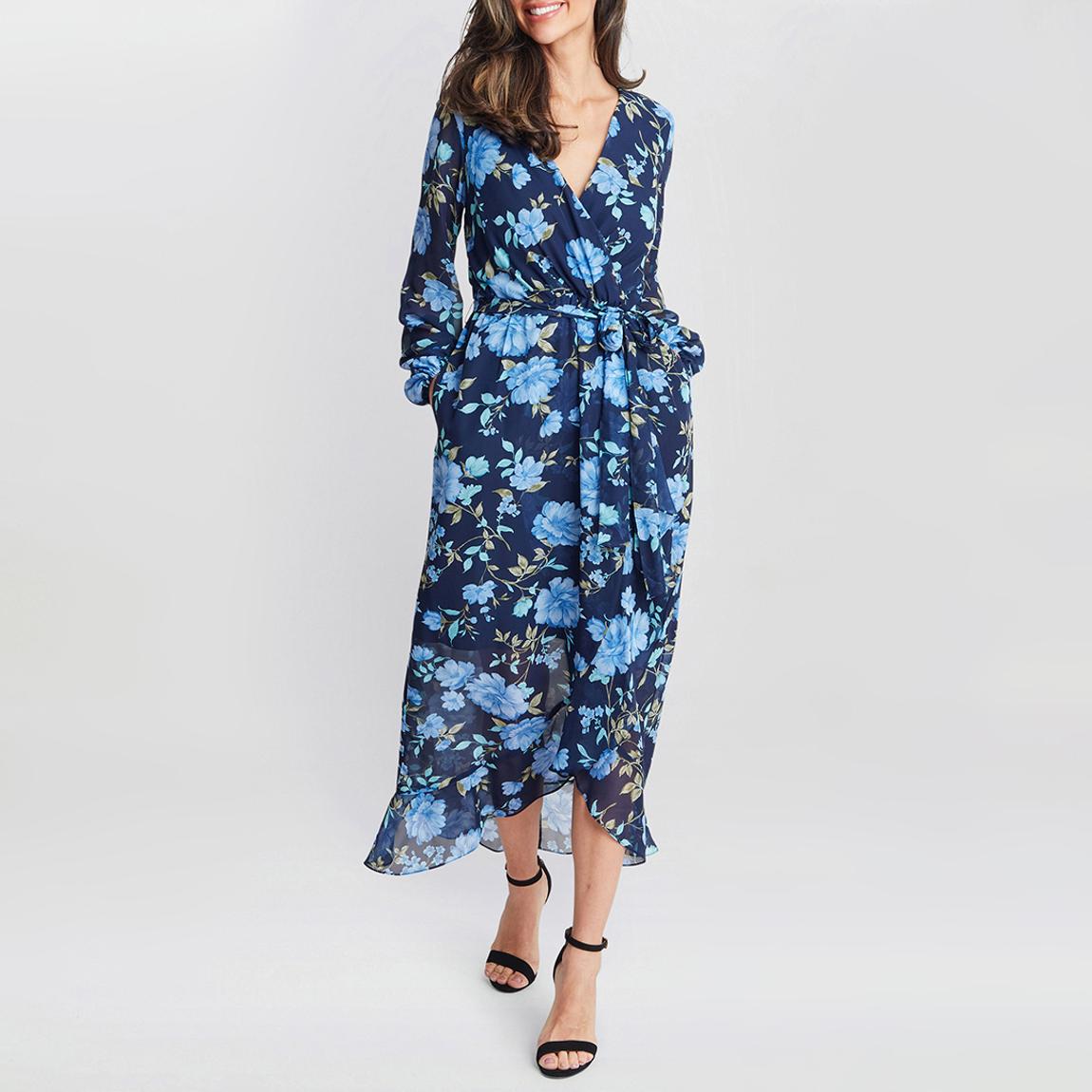 Multi Norma Printed Maxi With Tulip Overlay And Tie Belt main product photo