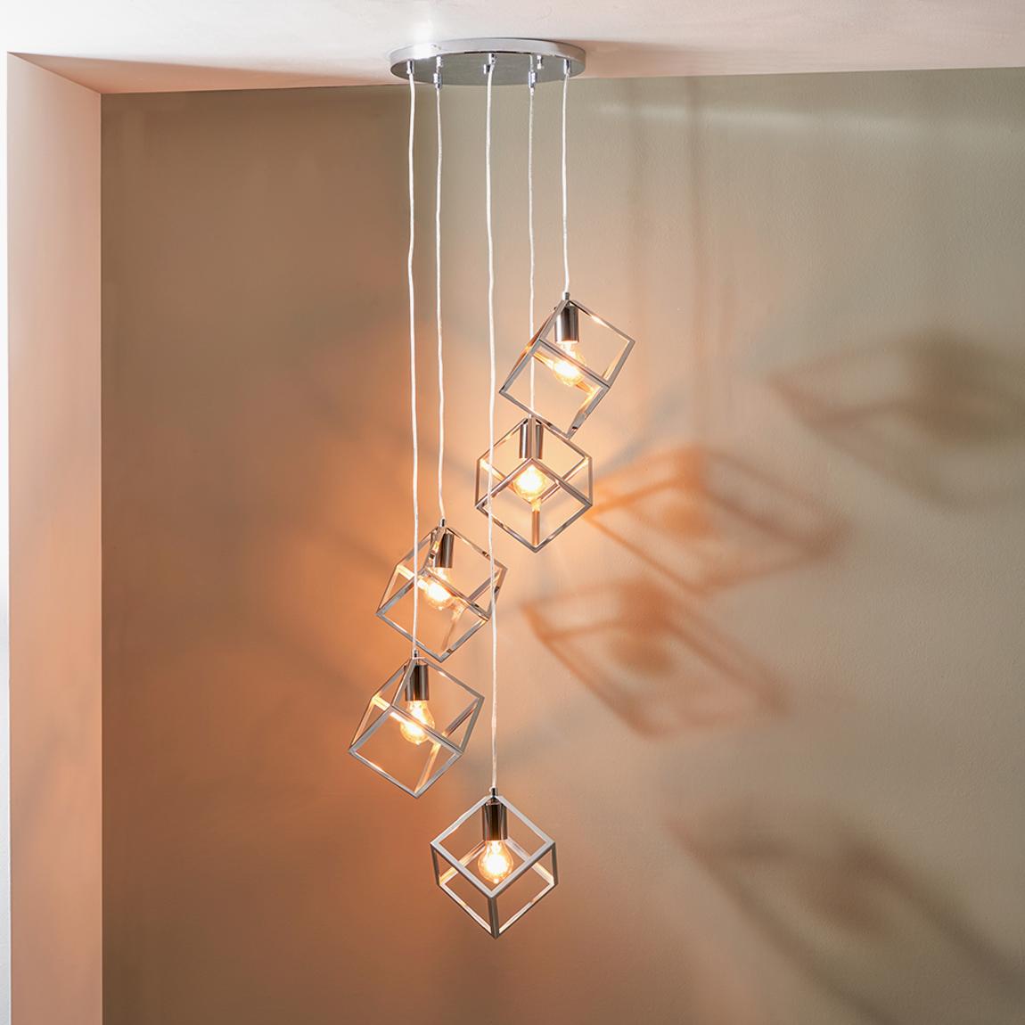 Alessio Shiny Nickel Metal 5 Cube Pendant main product photo