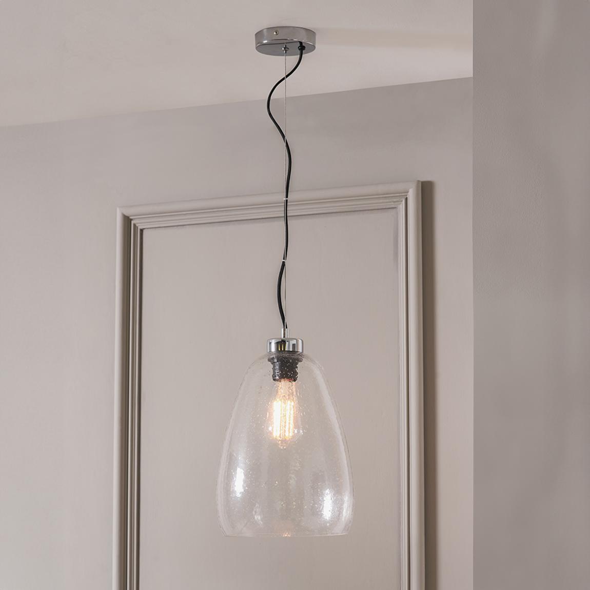 Beja Organic Shape Tall Clear Bubble Glass Pendant main product photo