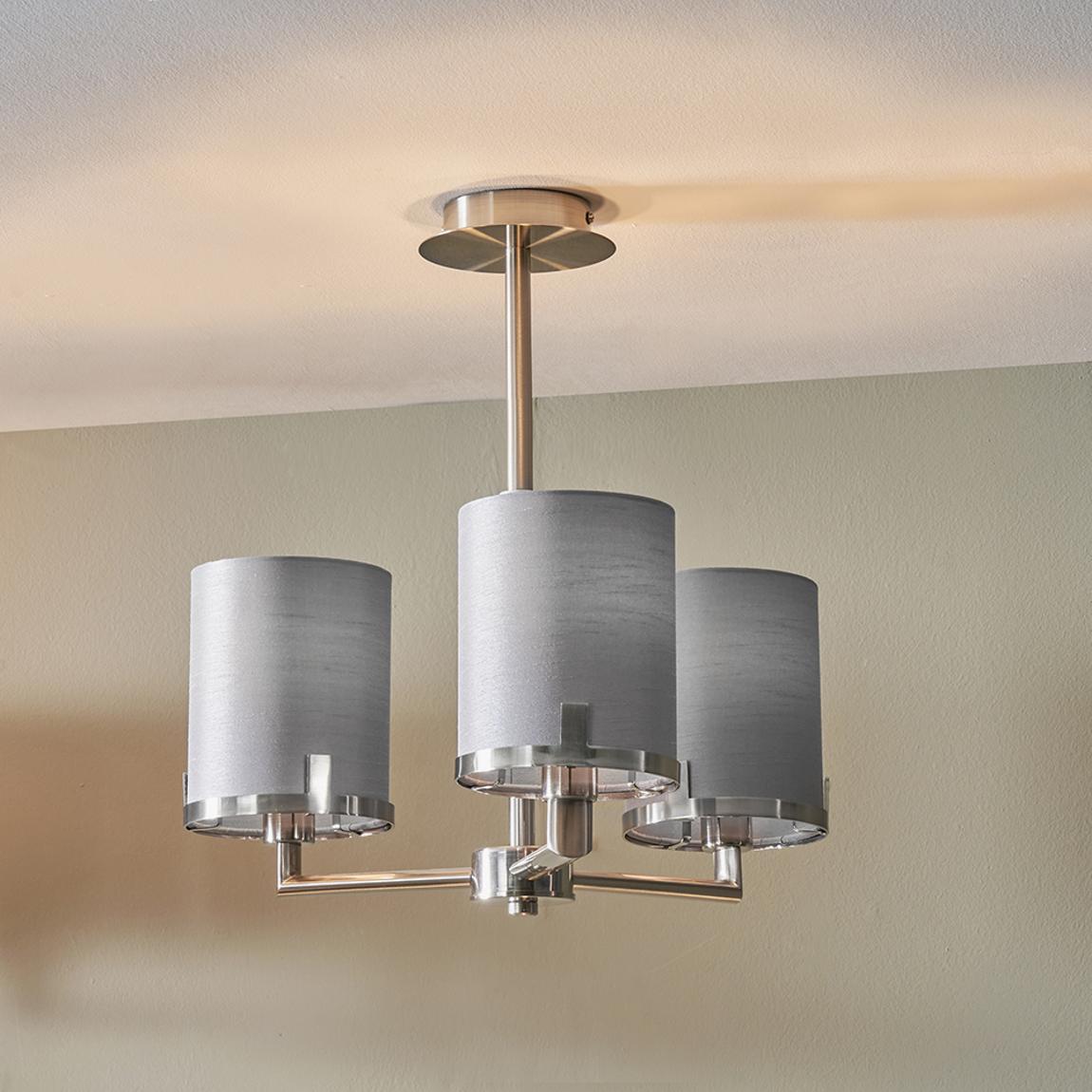 Midland Brushed Nickel and Grey Marble Effect 3 Arm Pendant main product photo