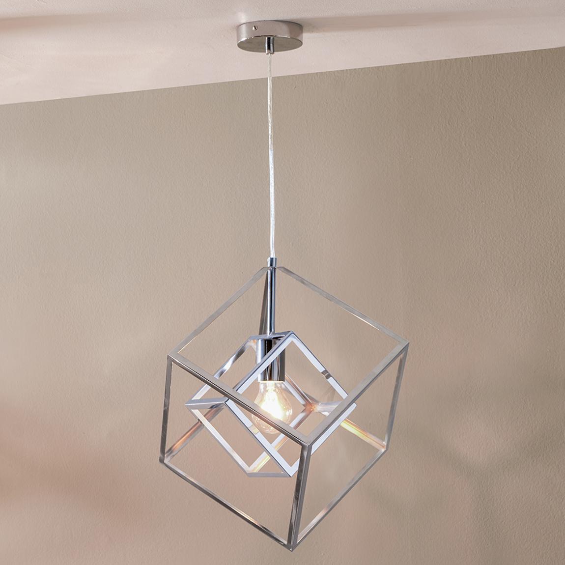 Alessio Shiny Nickel Metal Cube Pendant main product photo