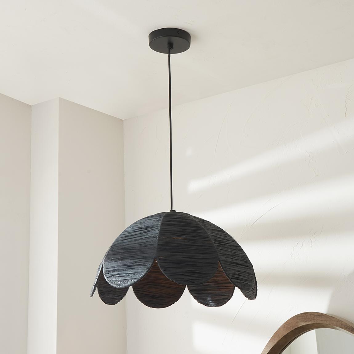Petal Scalloped Black Raffia Pendant main product photo