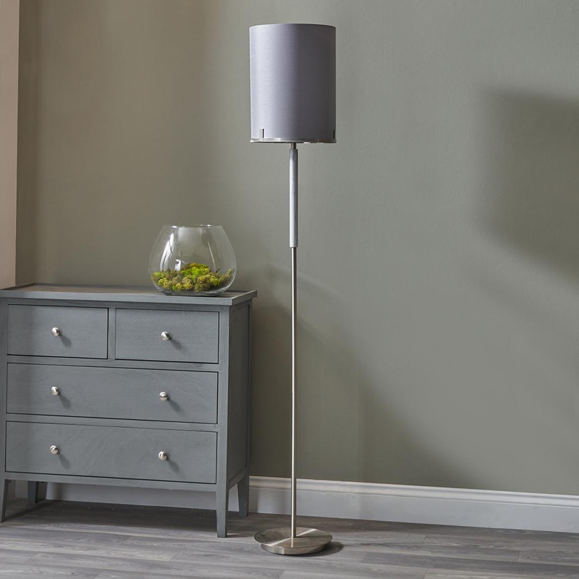 Midland Brushed Nickel and Grey Marble Effect Floor Lamp main product photo
