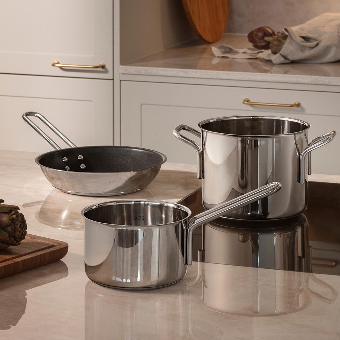 3 Piece Stainless Steel Cookware Set with Non Stick Frying Pan main product photo