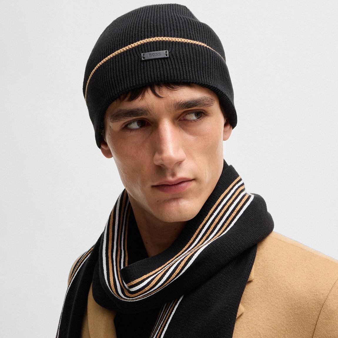 Black Enzo Ribbed Beanie main product photo