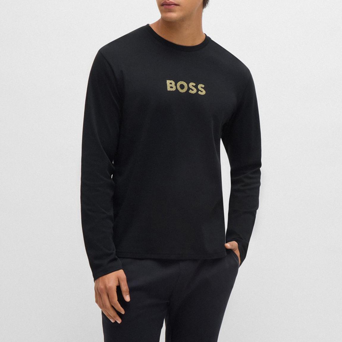 Black Long Sleeve Cotton Pajama Top main product photo