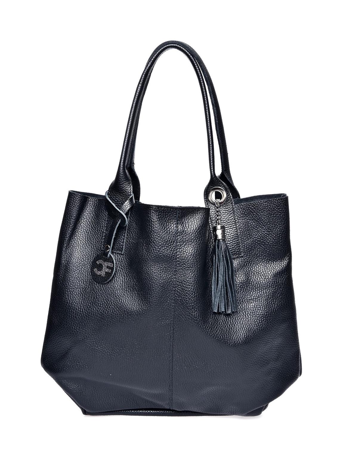 Black Italian Leather Tote Bag main product photo