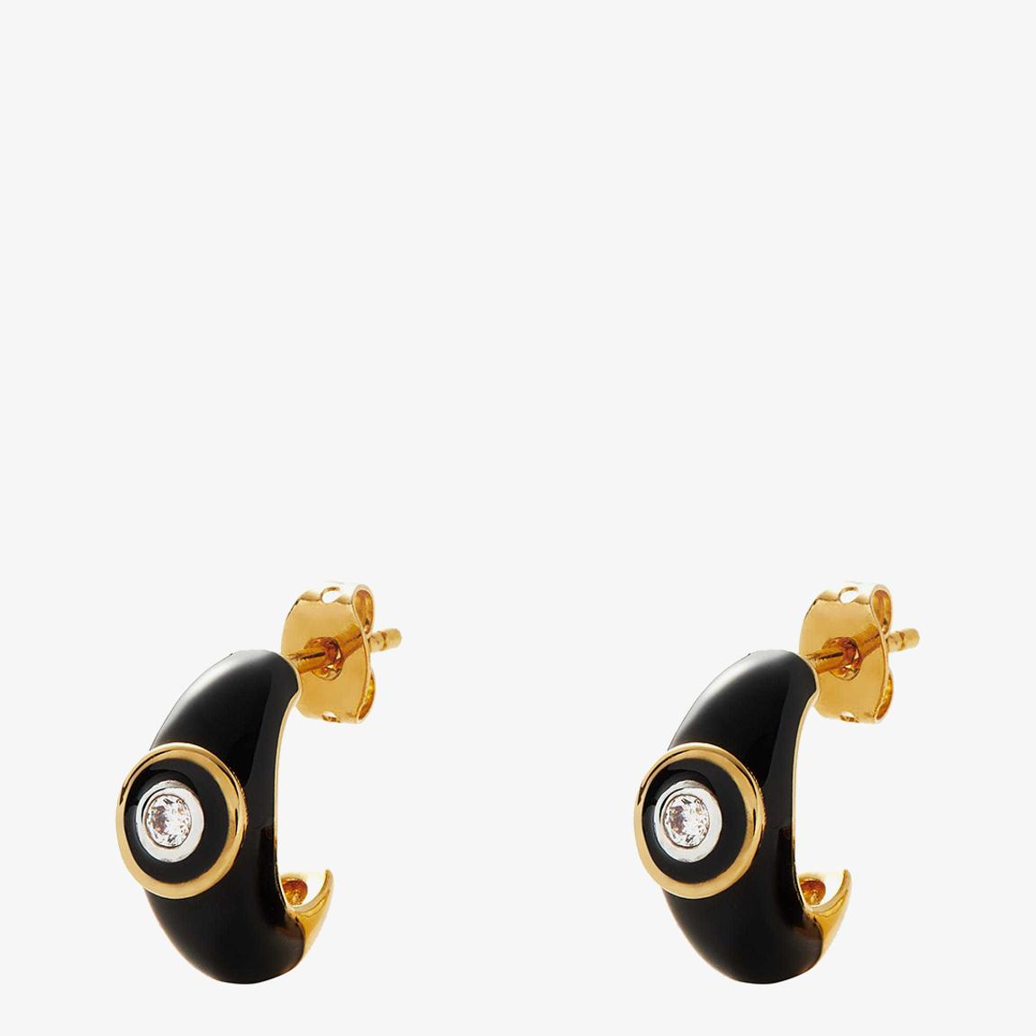 Gold Enamel & Stone Dome Small Hoop Earrings main product photo
