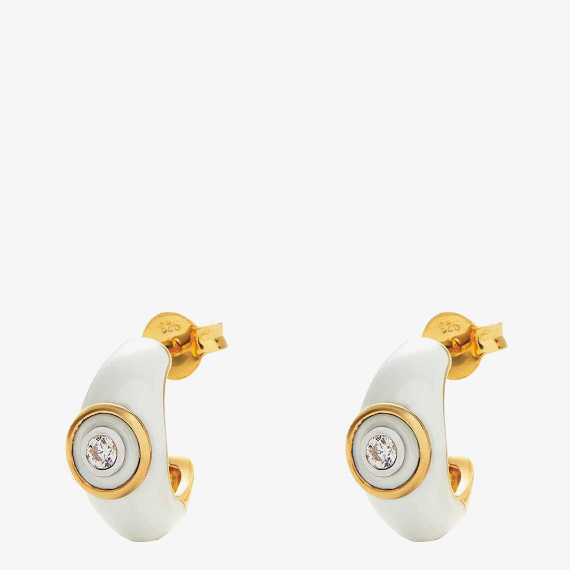 Gold Enamel & Stone Dome Small Hoop Earrings main product photo