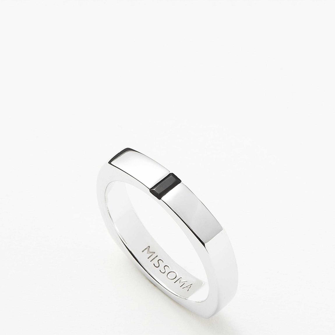 Silver Mens Black Onyx Slim Ring main product photo