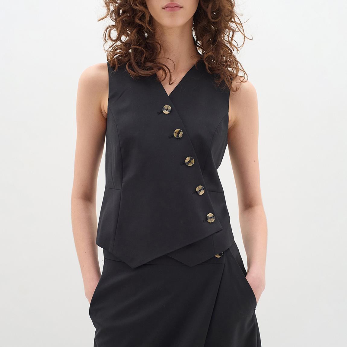 Black Yaeko Wool Blend Cross Waistcoat main product photo