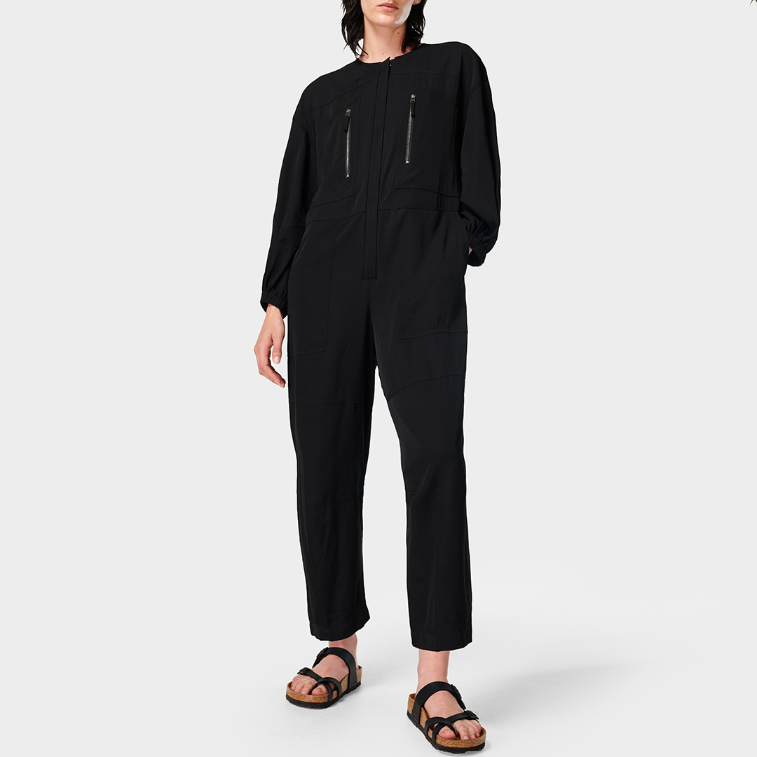 Sweaty Betty Hudson Zip Front Jumpsuit - Black - BrandAlley