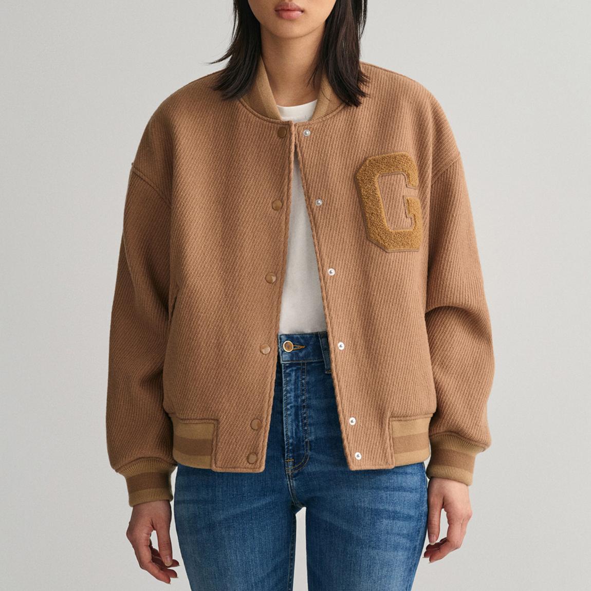 Beige Wool Twill Gant Varsity Jacket main product photo