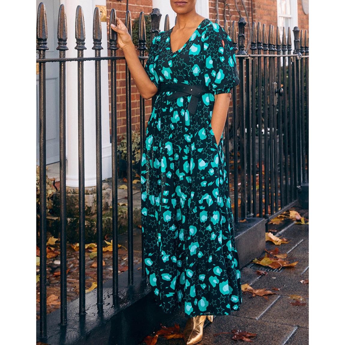Black Leopard Tiered Maxi Dress main product photo