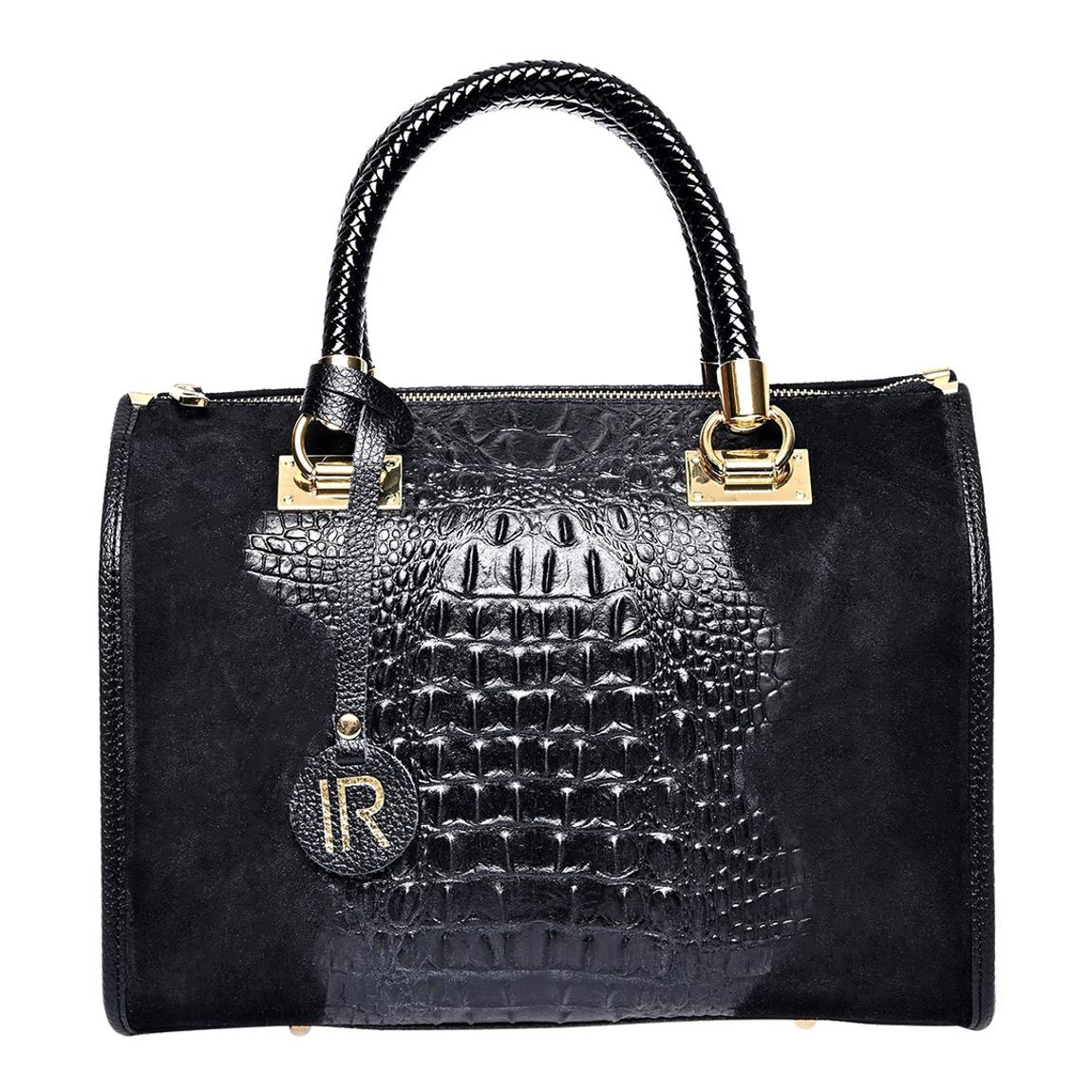 Black Italian Leather Top Handle Bag main product photo