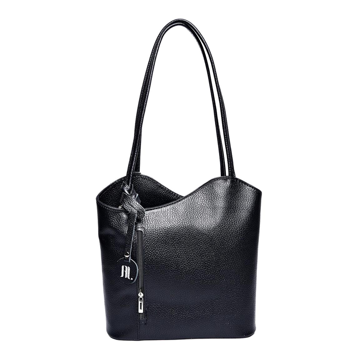 Black Italian Leather Tote Bag / Backpack main product photo