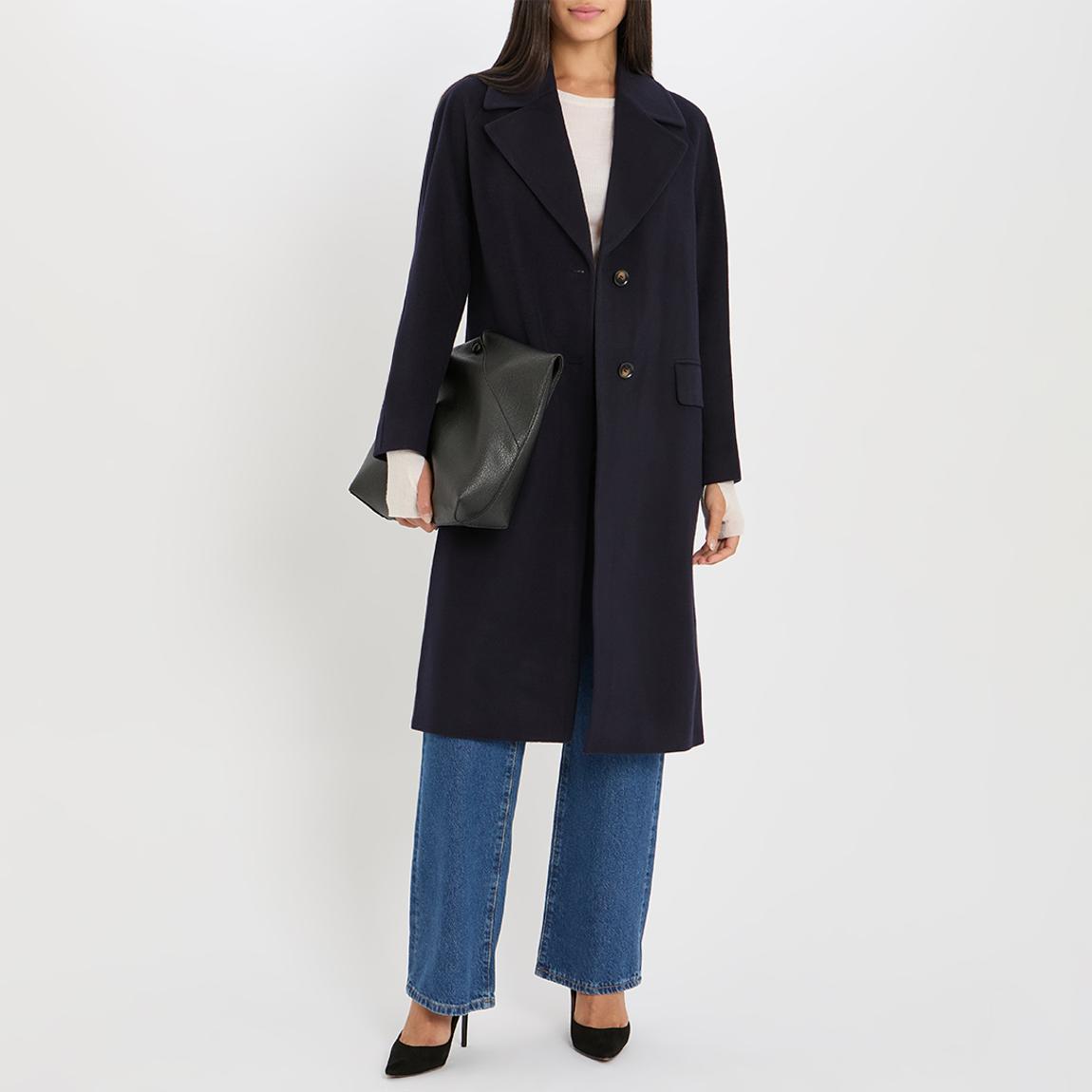 L K Bennett Navy Tori Wool Blend Coat - BrandAlley