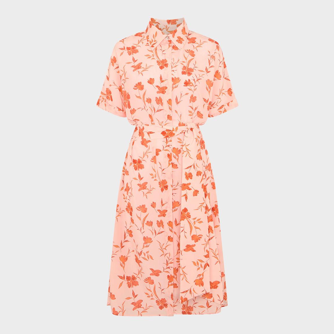 Pink/Red Elle Silk Printed Shirt Dress main product photo