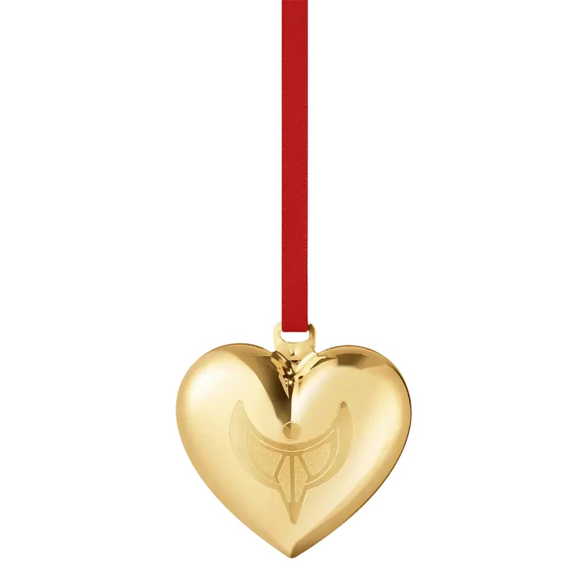 Christmas Heart Ornament, Gold Plated main product photo