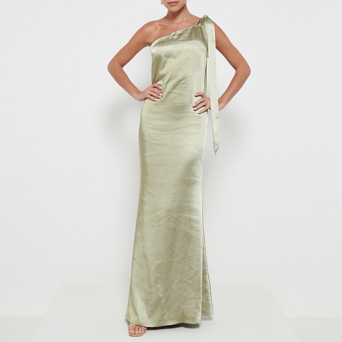 Pretty Lavish Olive Amelia Tie Maxi Bridesmaids Dress - BrandAlley
