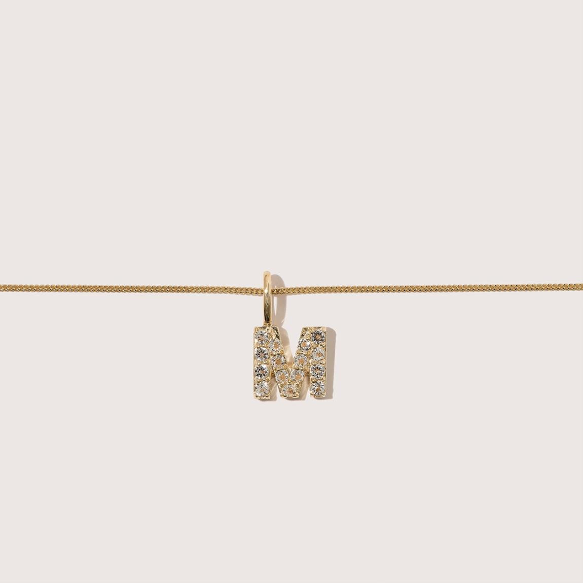 9-Karat Solid Yellow Gold White Topaz Alphabet Pendant main product photo