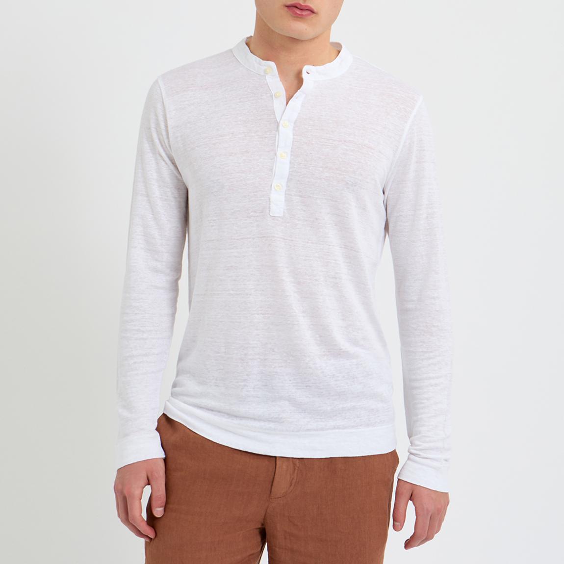 White Sold Long Sleeve Linen T-Shirt main product photo