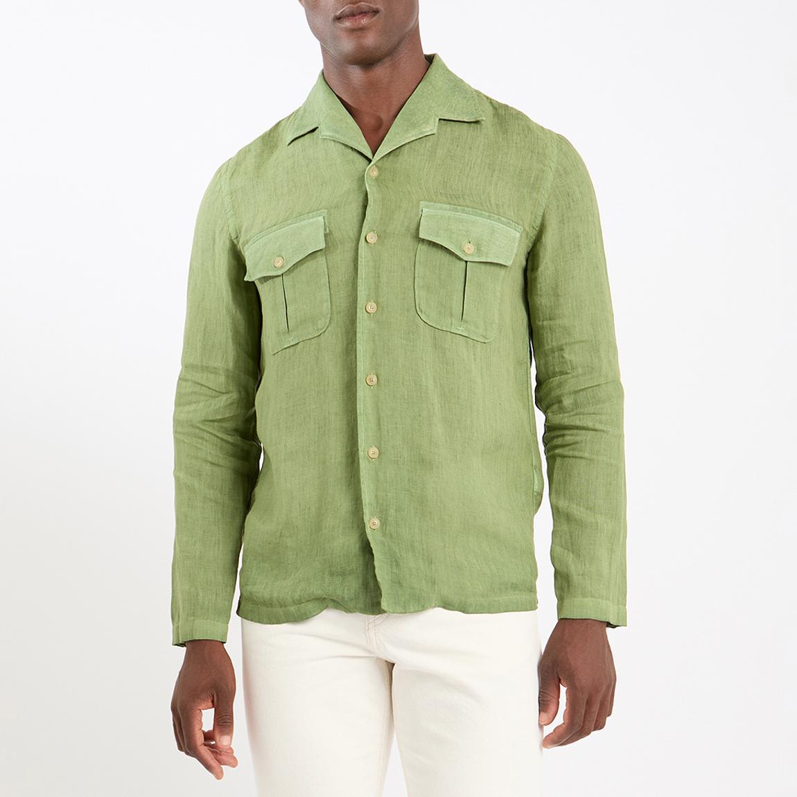 Green Long Sleeve Linen Shirt main product photo
