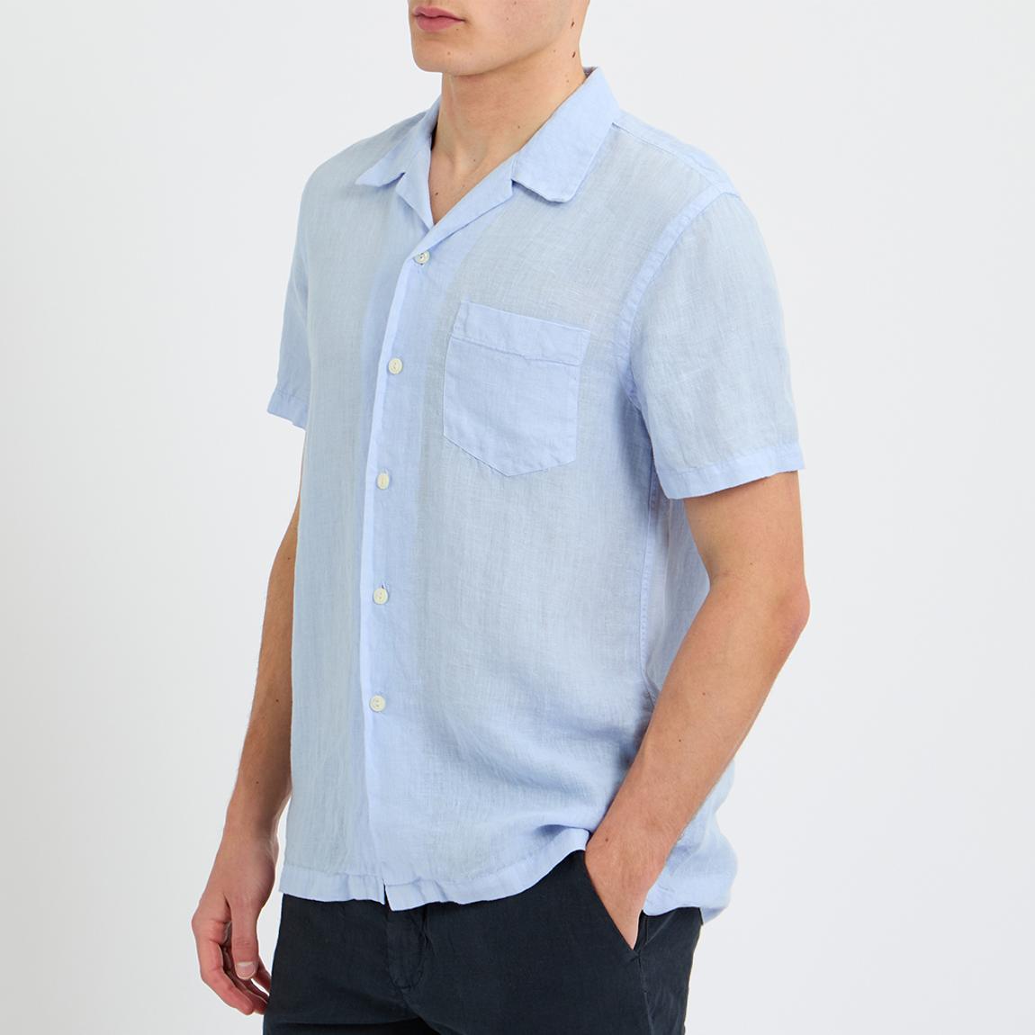 Baby Blue Short Sleeve Linen Shirt main product photo