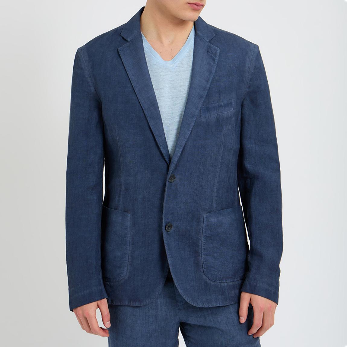 Navy Blue Linen Tailored Blazer main product photo