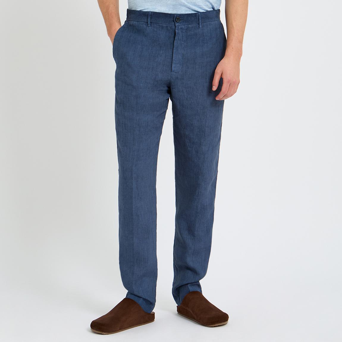 Navy Blue Linen Chino Pants main product photo