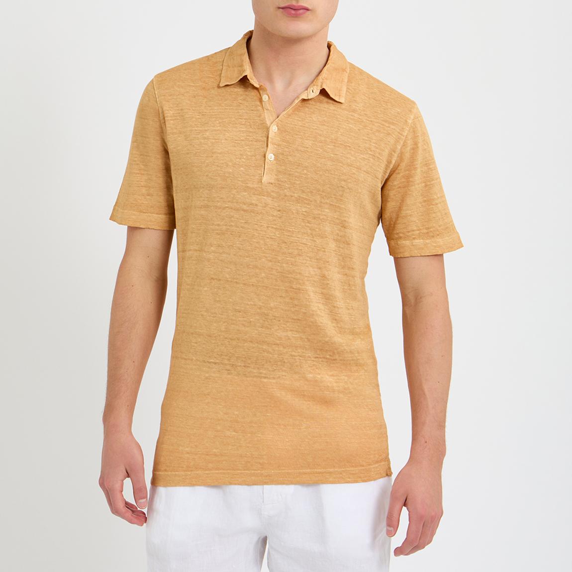 Orange Short Sleeve Linen Polo Shirt main product photo