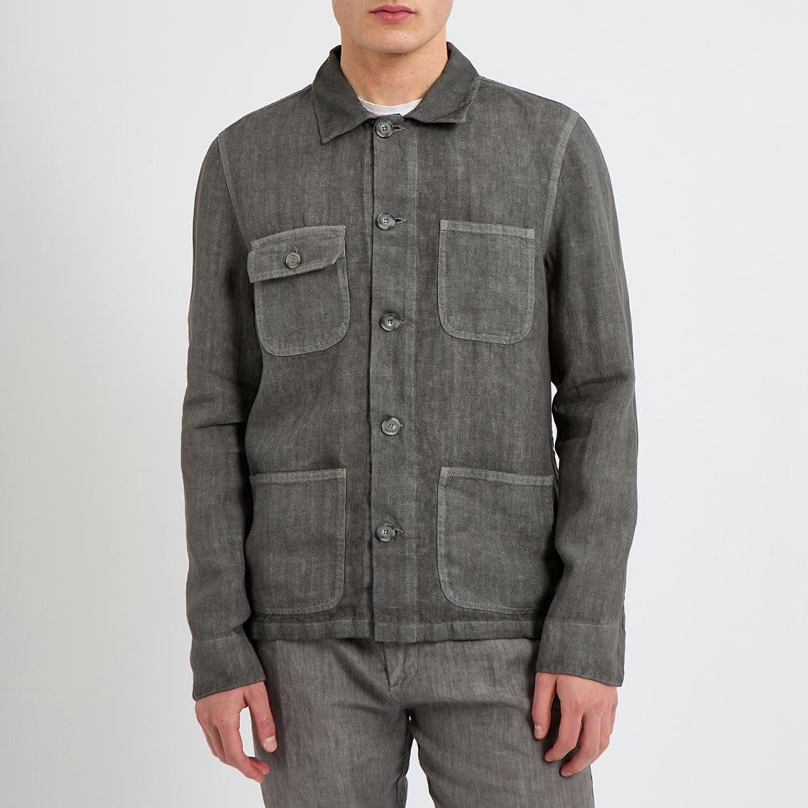 Charcoal Grey Long Sleeve Linen Shirt main product photo