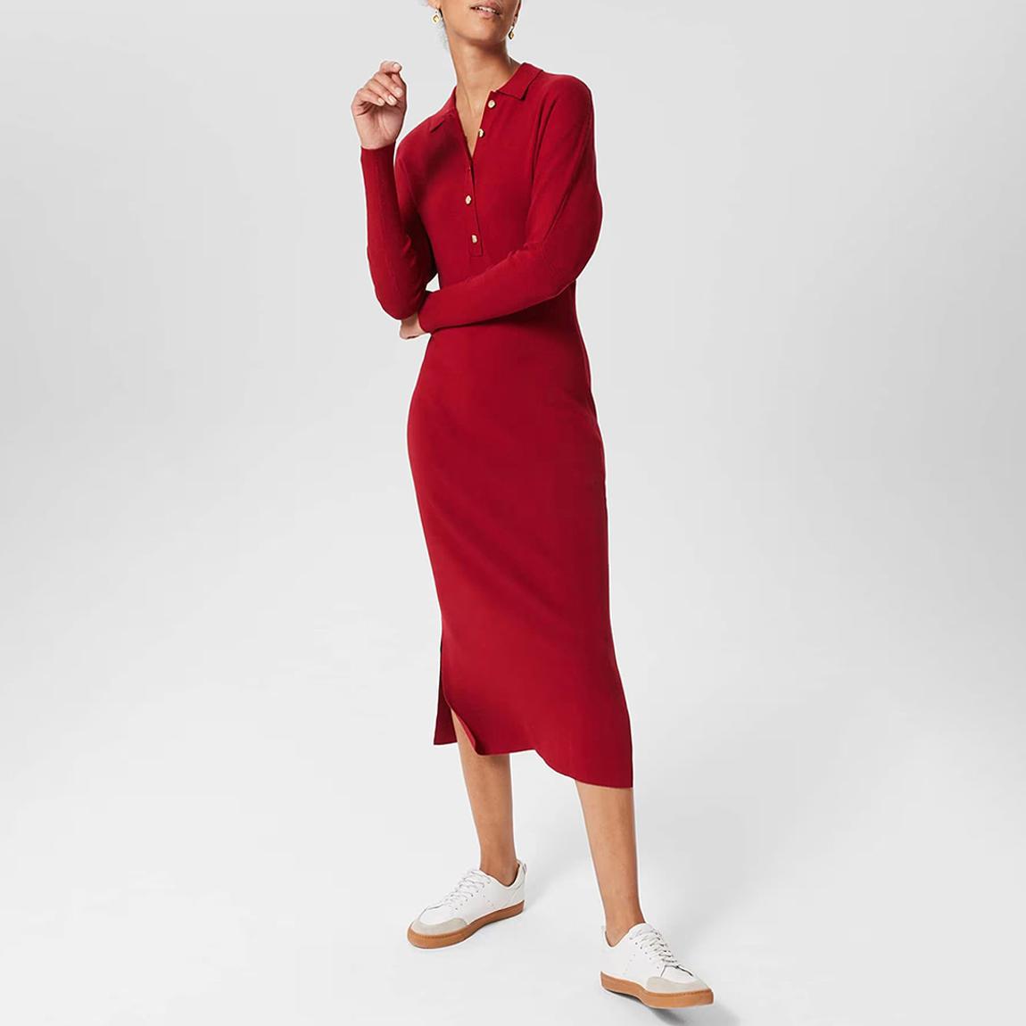 Red Arabelle Knitted Midi Dress main product photo