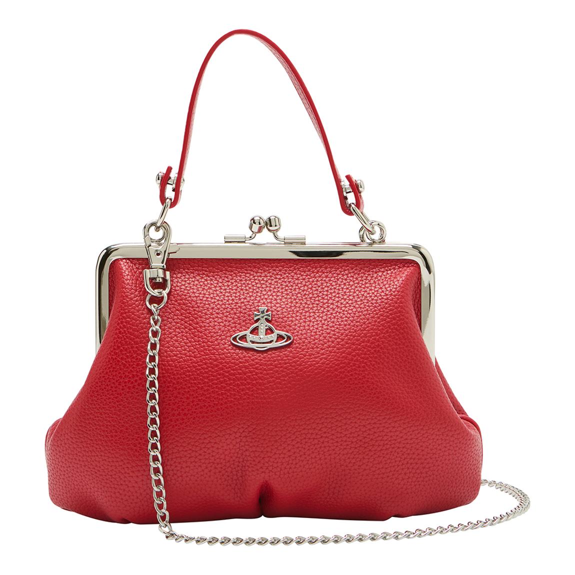 Red Vegan Grain Leather Johanna Frame Purse main product photo