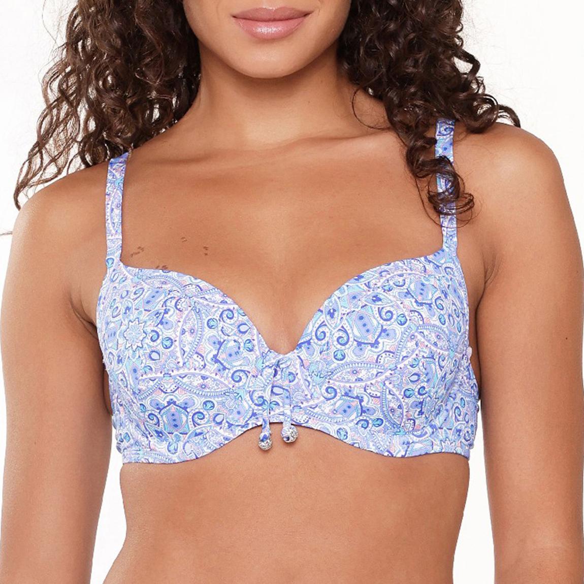Blue paisley print Moulded Bikini top main product photo