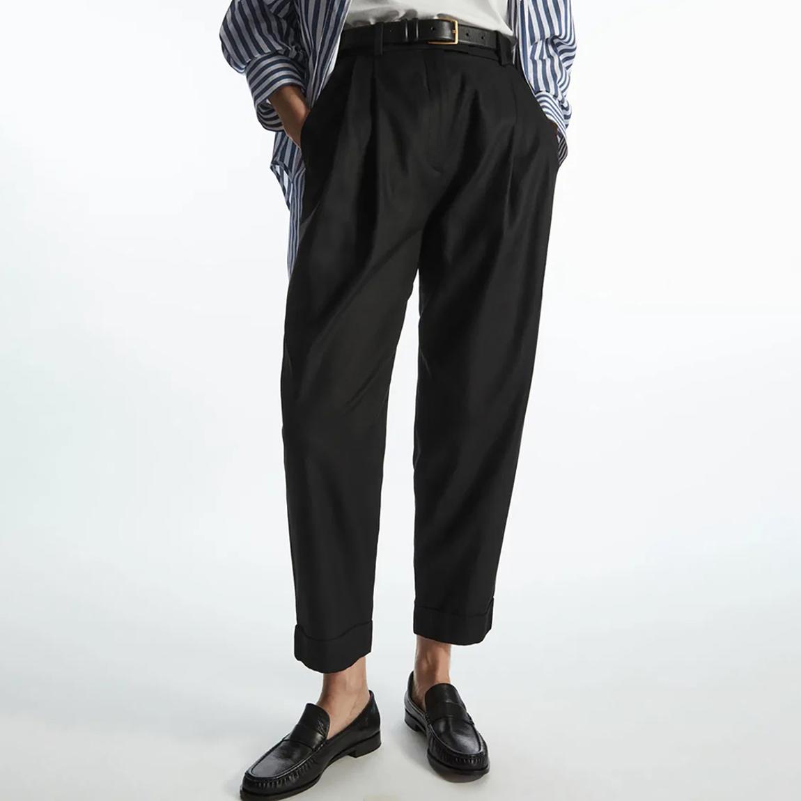Black Ava Relaxed Tapered Trouser main product photo