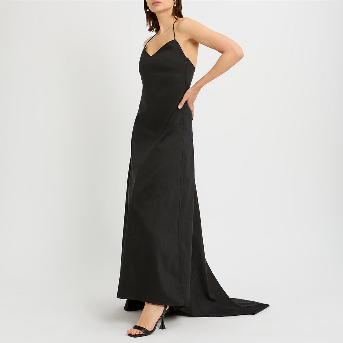 Black V Neck Strap Dress main product photo