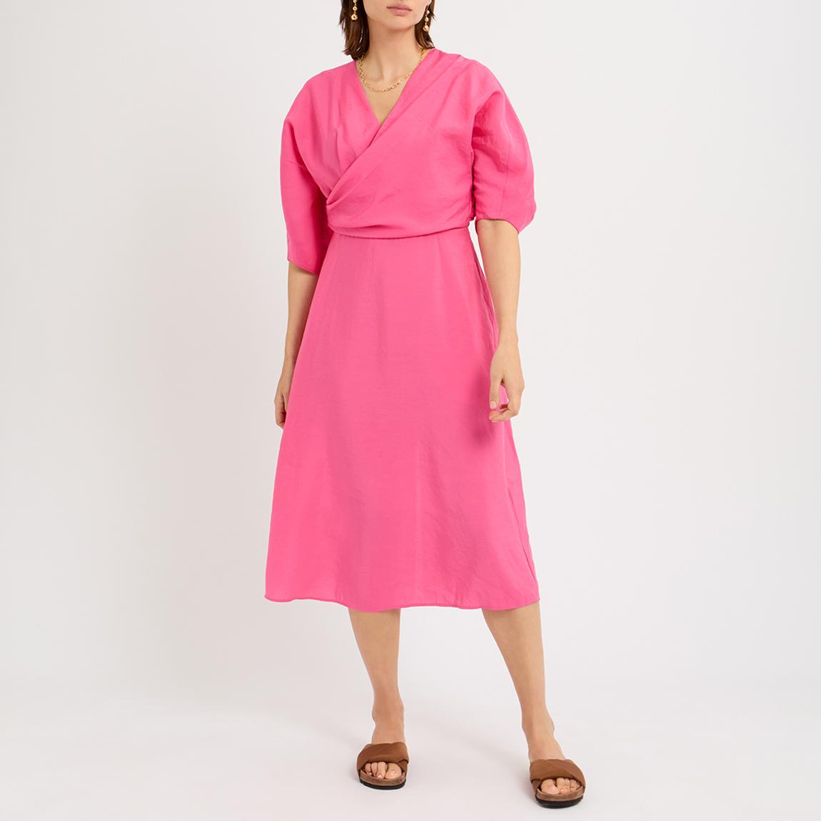 COS Hot Pink Damsel Midi Dress - BrandAlley