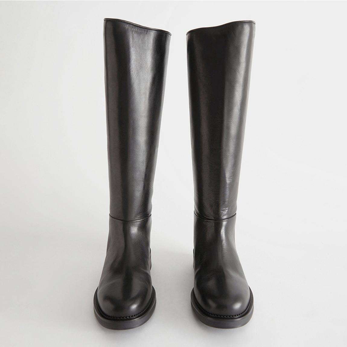 Black Knee High Leather Boots main product photo