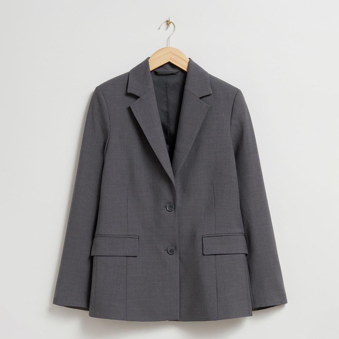 Slate Wool Blend Straight Blazer main product photo